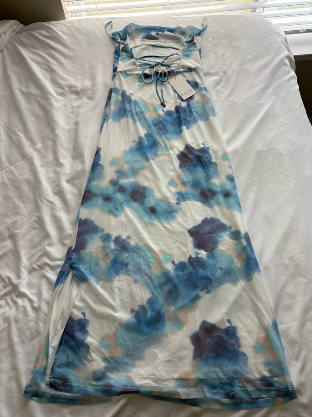 Hello Molly Blue and Teal Watercolor Tie-Dye Maxi Dress